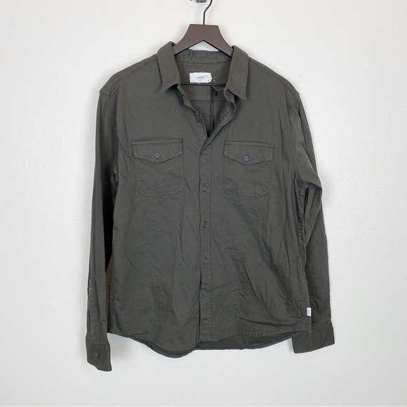 Onia All Terrain Cotton Stretch Ripstop Overshirt in Charcoal - Picture 7 of 12